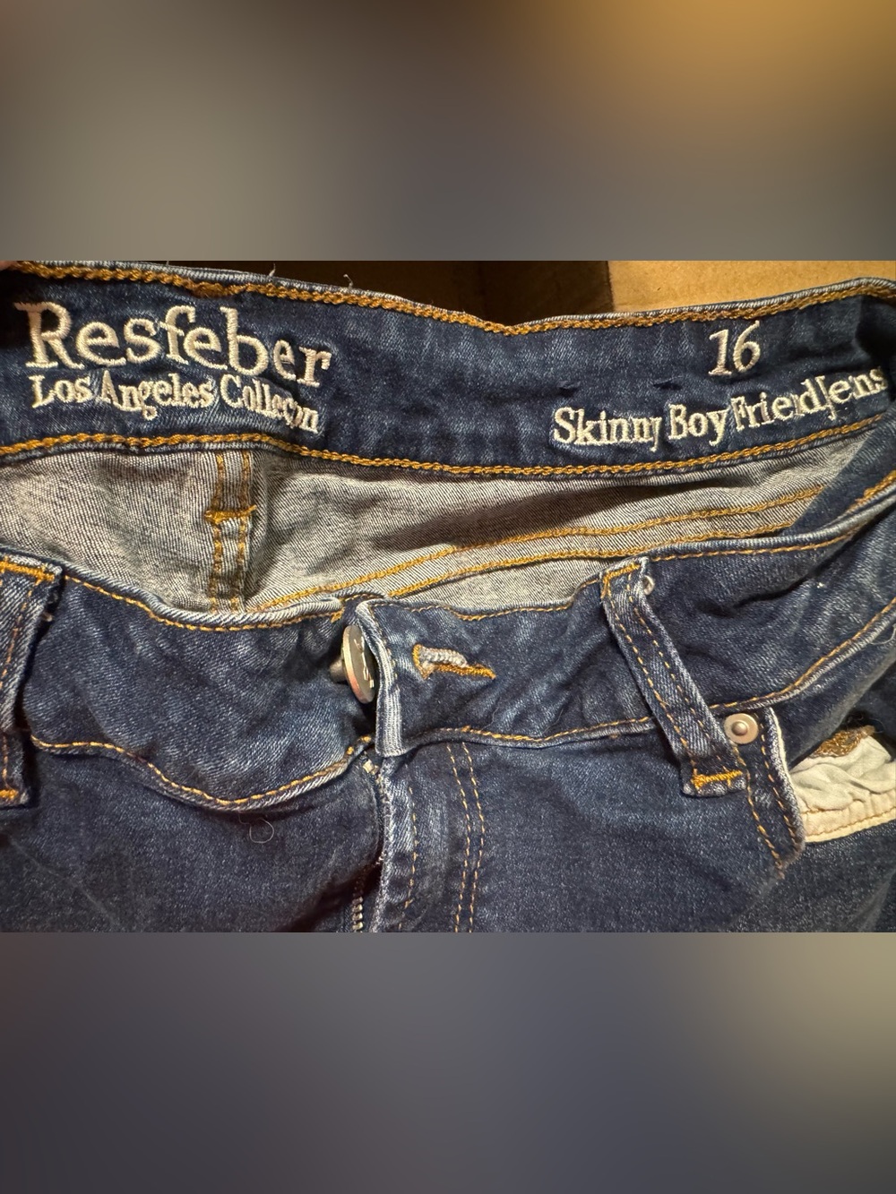 Women's Dark Blue Distressed Skinny Jeans - Picture 3 of 3